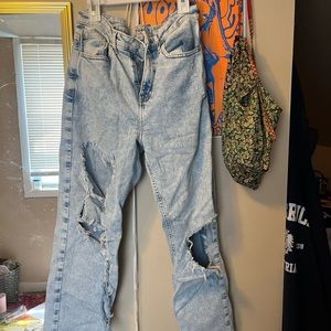 Acid wash mom jeans